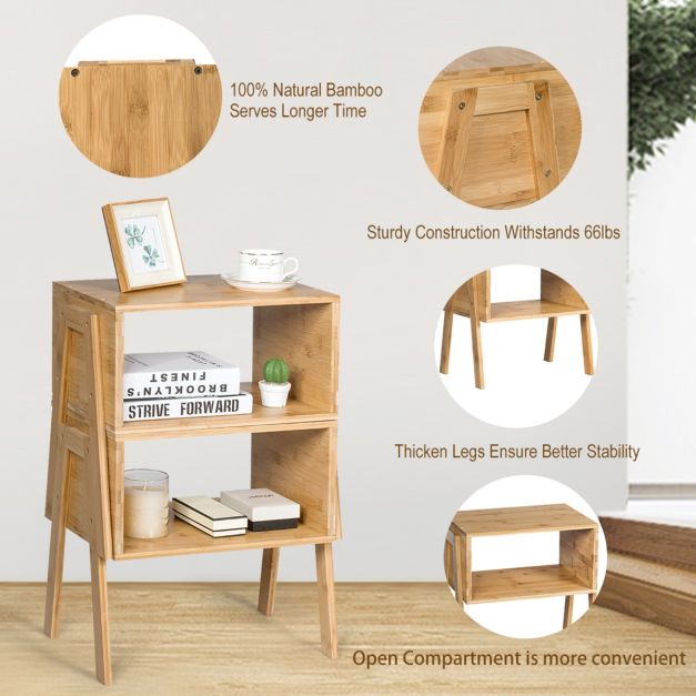 Coast Set van 2 Nachtkastjes - Met Open Compartiment - Bamboe - 43 x 29 x 42 cm