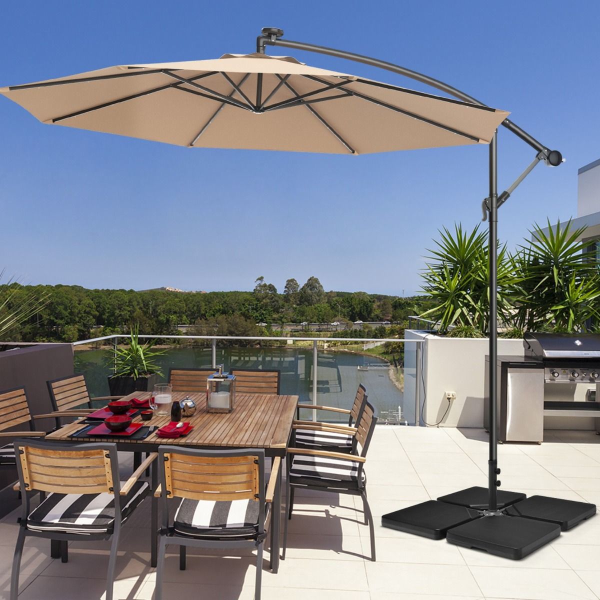 Coast 4-Delig Parasolgewicht - HDPE - 100 x 100 x 7 cm - Zwart