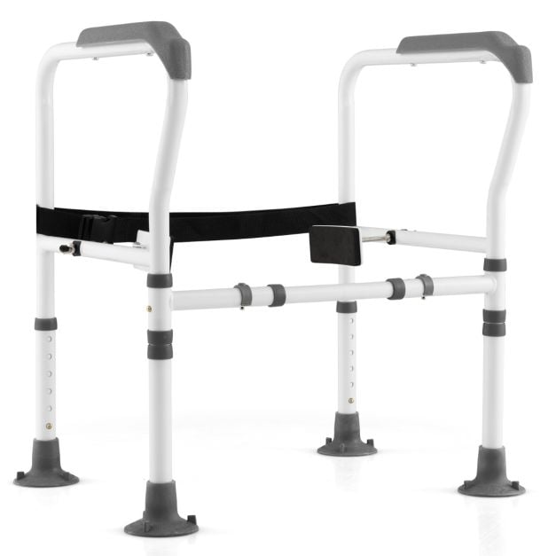 Coast Toiletsteun Grijs/Wit – Verstelbare en Opvouwbare Toiletbeugel – 62-68 x 49,5 x 65,5-78 cm