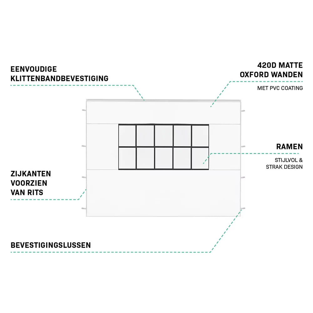 VONROC Zijwanden Set - 6x4.5 m – 6 stuks - Voor 2 x Premium Partytent PT502XX - Wit