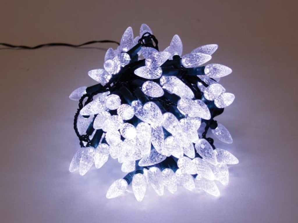 LED lichtsnoer koudwit, LED lichtketting, 12 meter kerstverlichting met 120 LED lampjes, groene kabel, vast licht, IP44 spatwaterdicht, binnen en buiten, 24 V DC laagspanning