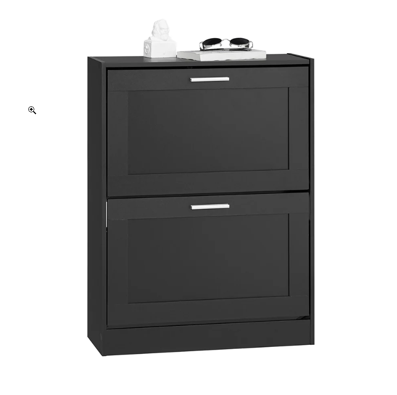 SoBuy Schoenenkast met 2 Kleppen - 60 x 25 x 80 cm - Zwart