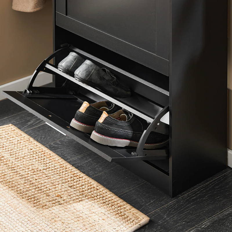 SoBuy Schoenenkast met 2 Kleppen - 60 x 25 x 80 cm - Zwart