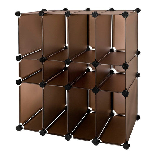 SoBuy Vakkenkast - 12 Vakken - 95 x 76 x 38 cm - Kunststof - Grijs