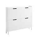 SoBuy Schoenenkast FSR100-W – Voorzien Van Vier Kantelbare Laden En Uitgesneden Handgrepen En Stabiele Metalen Poten – Voor Gang En Hal – Wit Mdf En Metaal – 100 x 19 x 91 cm