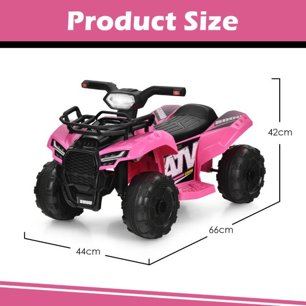 Coast Elektro Kinderquad met opslagruimte mini elektroquad met muziek voor kinderen 44 x 66 x 42 cm roze + zwart