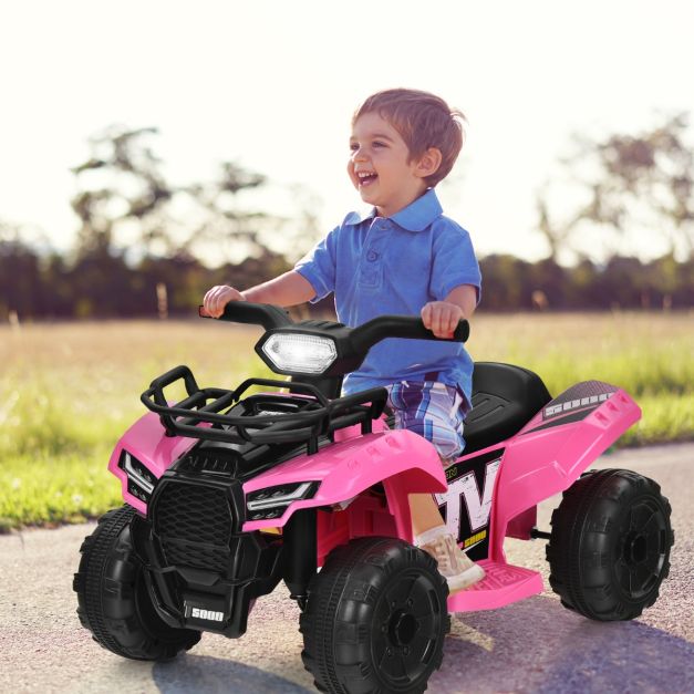Coast Elektro Kinderquad met opslagruimte mini elektroquad met muziek voor kinderen 44 x 66 x 42 cm roze + zwart