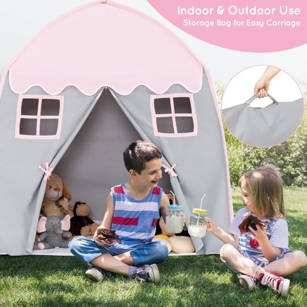 Coast Kindertent Grote Prinsessentent met draagtas antislipmat rits roze