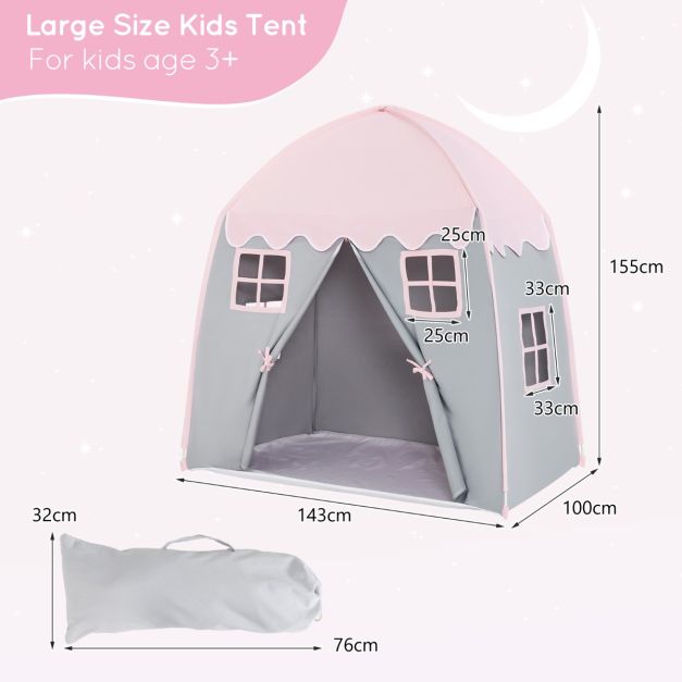 Coast Kindertent Grote Prinsessentent met draagtas antislipmat rits roze
