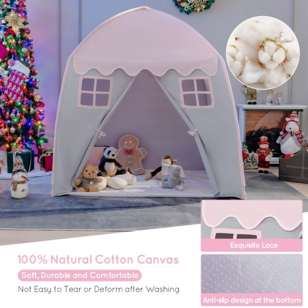 Coast Kindertent Grote Prinsessentent met draagtas antislipmat rits roze