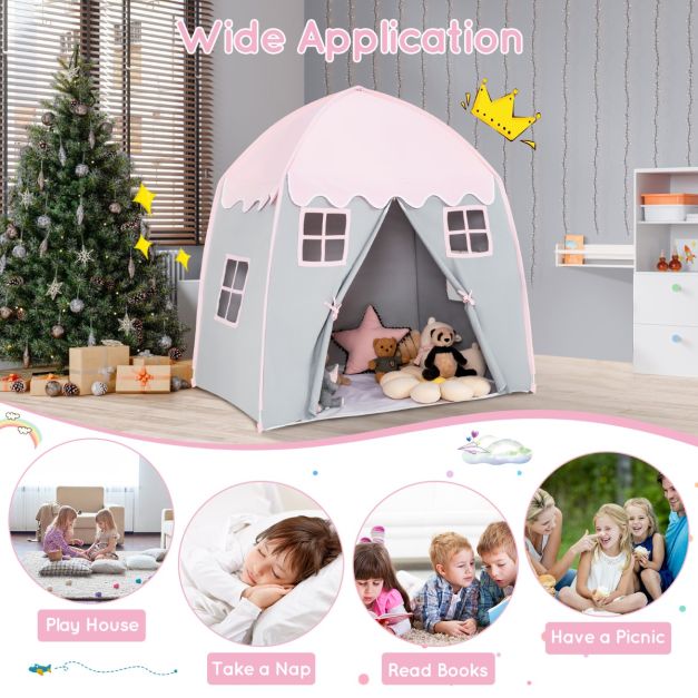 Coast Kindertent Grote Prinsessentent met draagtas antislipmat rits roze