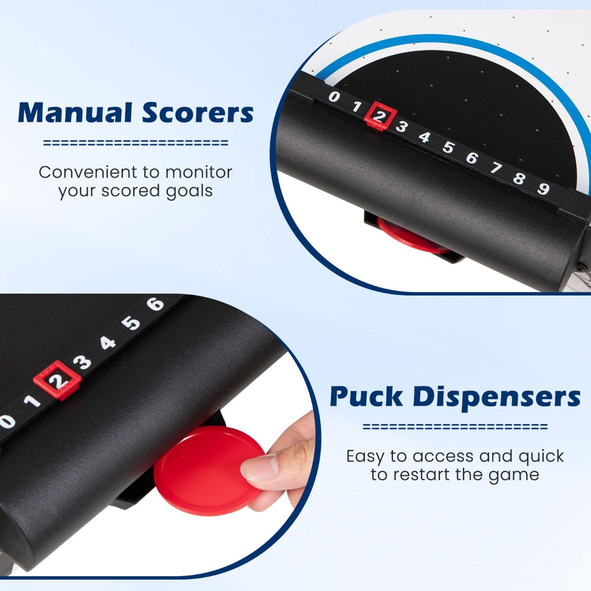 Coast Airhockey Speltafel - Met Elektronische LED - Score Teller - 2 Pucks 2 Pushers 2 Doeldozen - 42 Inch - Wit/Zwart