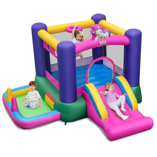 Coast Springkasteel met Glijbaan 296x287x183 cm – Veelkleurig – 6-in-1 Speelhuis met Basketbalmand, Ballenbad & Werpspellen – Voor Binnen en Buiten