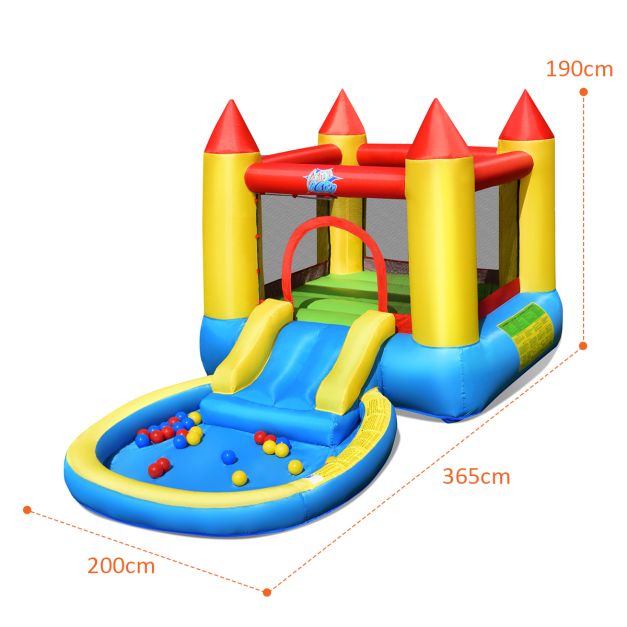 Coast Springkussen – Met Glijbaan & Ballenbad – max. 68 kg – 365 x 200 x 190 cm – Veelkleurig