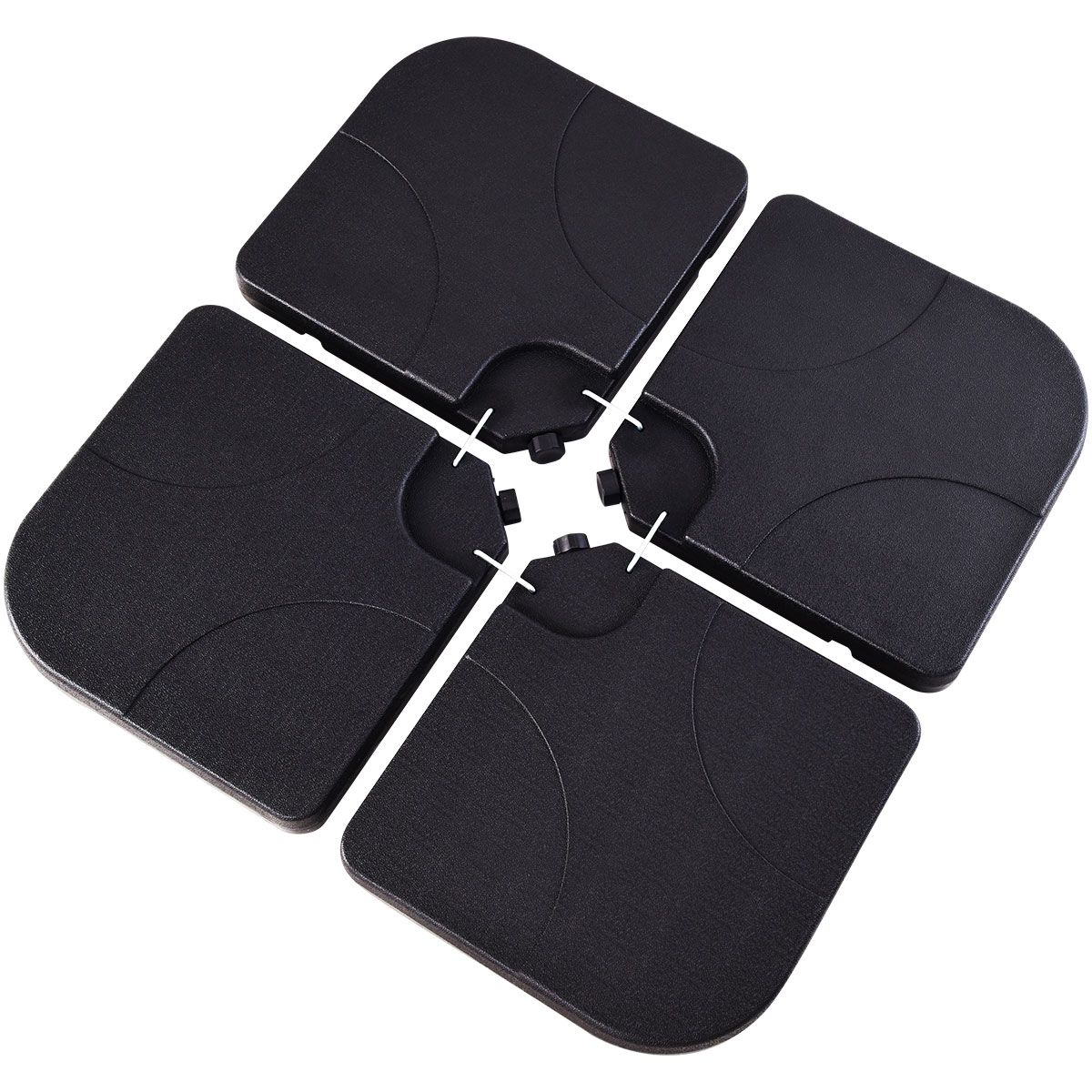 Coast 4-Delige Paraplubak Set Zwart 51 x 51 x 8 cm - Vulbare Parasolvoet voor Zweefparasol Buiten