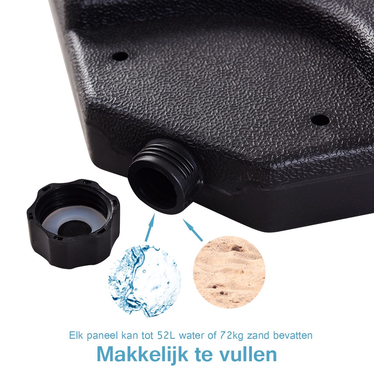 Coast 4-Delige Paraplubak Set Zwart 51 x 51 x 8 cm - Vulbare Parasolvoet voor Zweefparasol Buiten