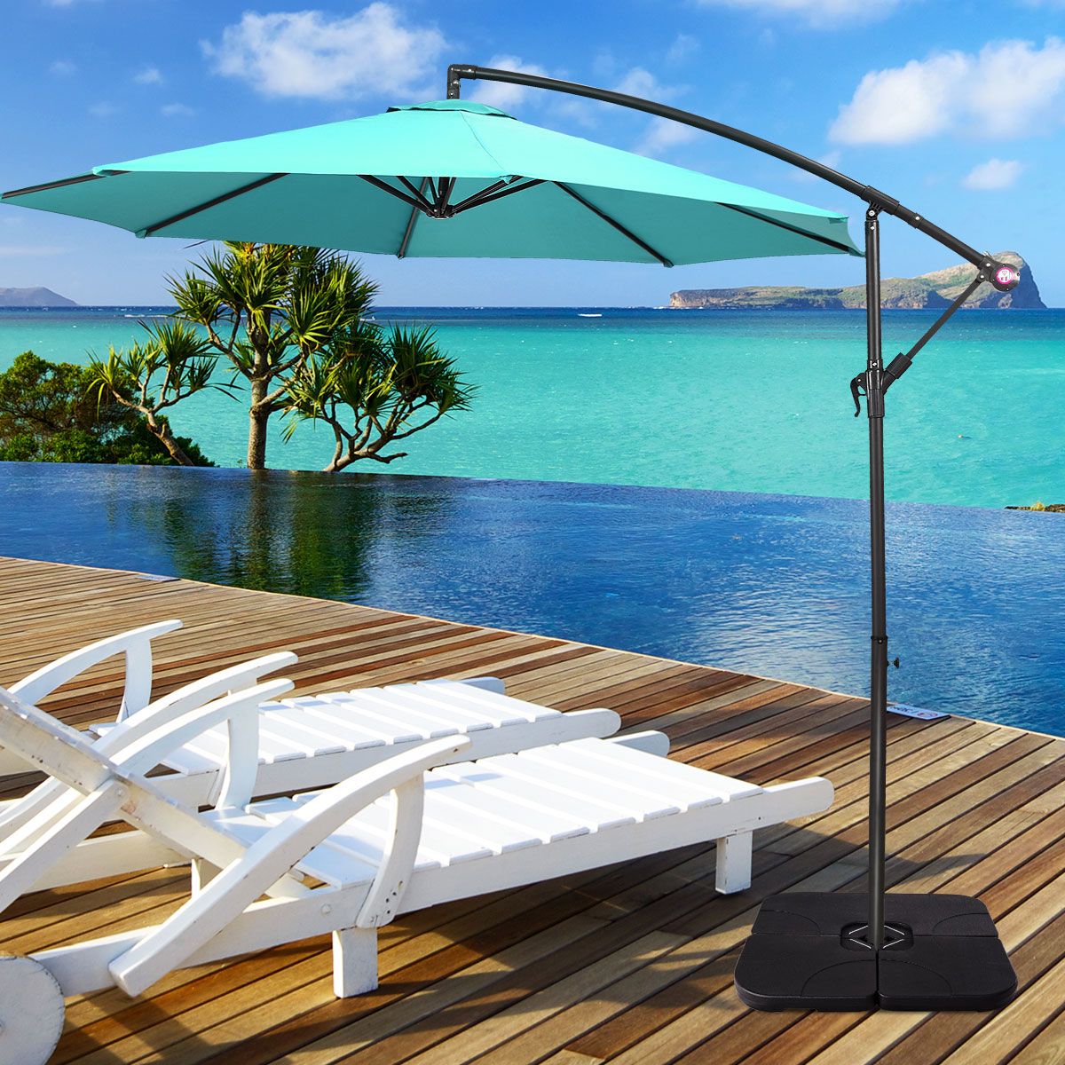 Coast 4-Delige Paraplubak Set Zwart 51 x 51 x 8 cm - Vulbare Parasolvoet voor Zweefparasol Buiten