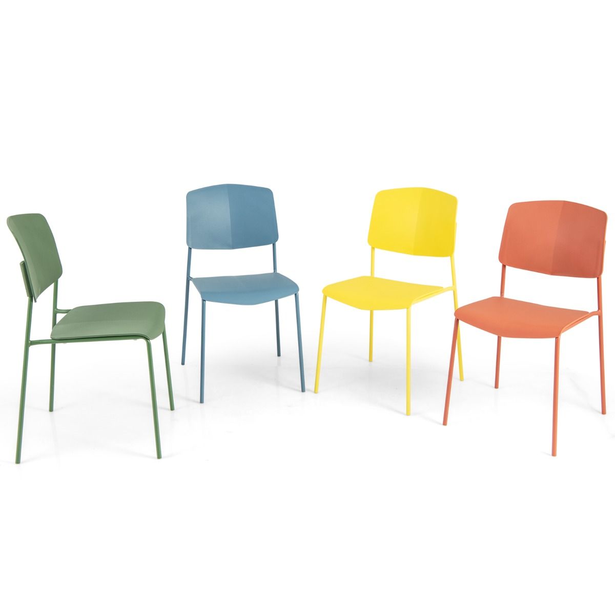 Coast Set van 4 Eetkamerstoelen Zonder Armleuningen – Stapelbaar – Ergonomische Rugleuning – 54 x 46 x 84 cm – Meerkleurig