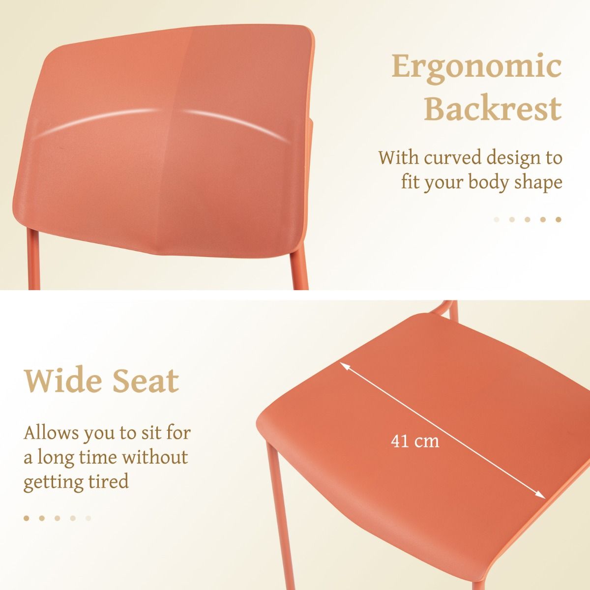 Coast Set van 4 Eetkamerstoelen Zonder Armleuningen – Stapelbaar – Ergonomische Rugleuning – 54 x 46 x 84 cm – Meerkleurig