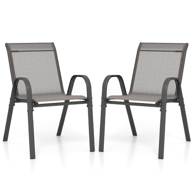 COAST Terrasstoelen van Ademende Stof - Set van 2 - 56 x 70 x 84 cm - Grijs