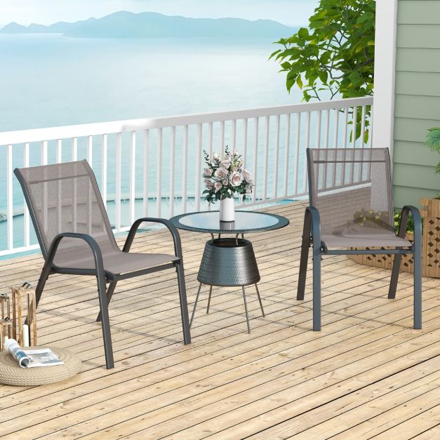 COAST Terrasstoelen van Ademende Stof - Set van 2 - 56 x 70 x 84 cm - Grijs