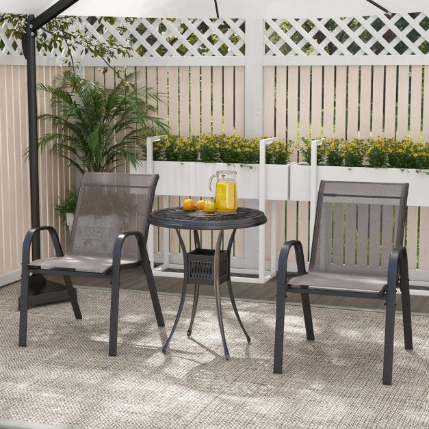 COAST Terrasstoelen van Ademende Stof - Set van 2 - 56 x 70 x 84 cm - Grijs