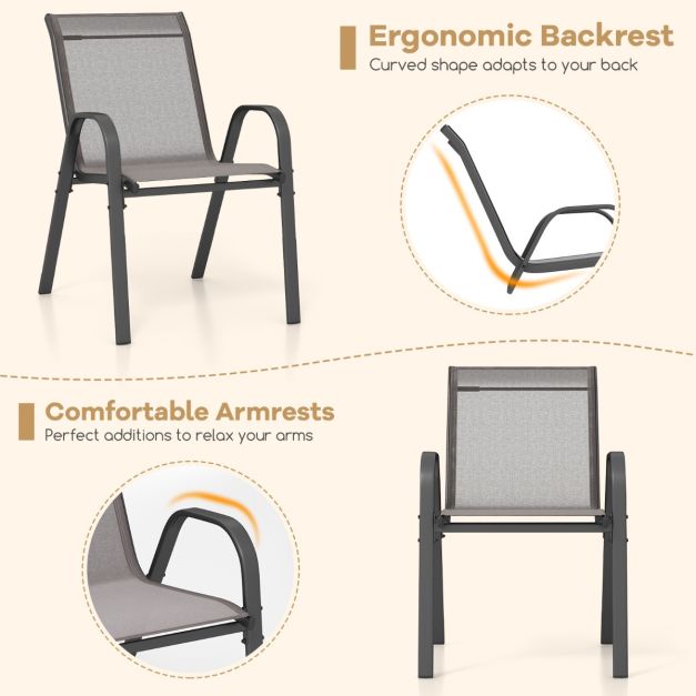 COAST Terrasstoelen van Ademende Stof - Set van 2 - 56 x 70 x 84 cm - Grijs