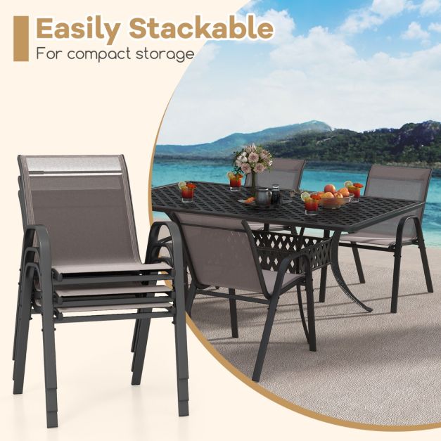 COAST Terrasstoelen van Ademende Stof - Set van 2 - 56 x 70 x 84 cm - Grijs
