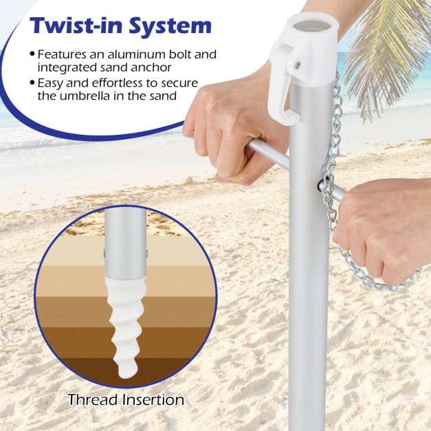 Coast Strandparasol – Kantelbaar & Incl. Draagtas – 178 x 178 x 206 cm – Blauw/Groen