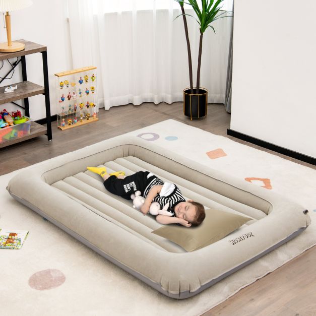 Costway Peuterreisbed – Incl. Matras & Pomp – max. 150 kg – 165 x 118 x 20 cm – Grijs