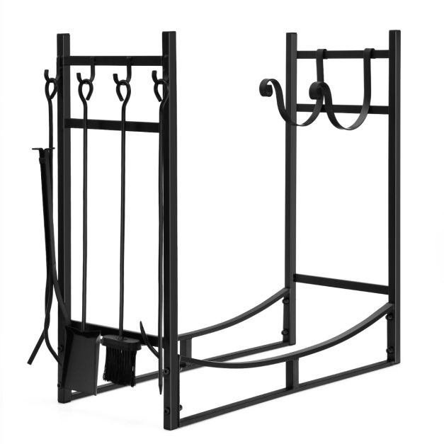 Coast Brandhouthouder – Met Robuust Metalen Frame & Gereedschapset – 76 x 33 x 76 cm – Zwart