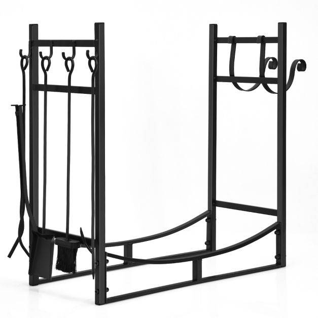 Coast Brandhouthouder – Met Robuust Metalen Frame & Gereedschapset – 76 x 33 x 76 cm – Zwart