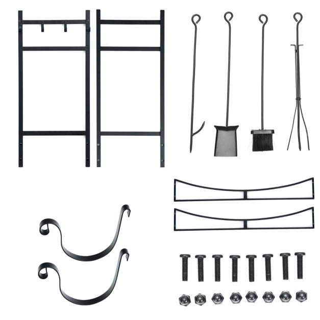 Coast Brandhouthouder – Met Robuust Metalen Frame & Gereedschapset – 76 x 33 x 76 cm – Zwart