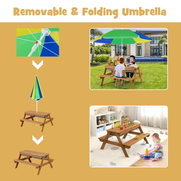 Coast Picknicktafelset - 3-in-1 - 92,5 x 87 x 49,5 cm - Incl. Parasol & Banken