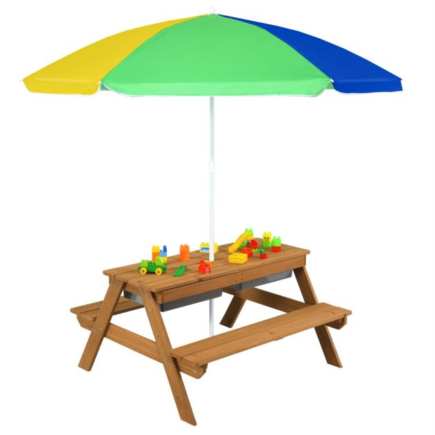 Coast Picknicktafelset - 3-in-1 - 92,5 x 87 x 49,5 cm - Incl. Parasol & Banken