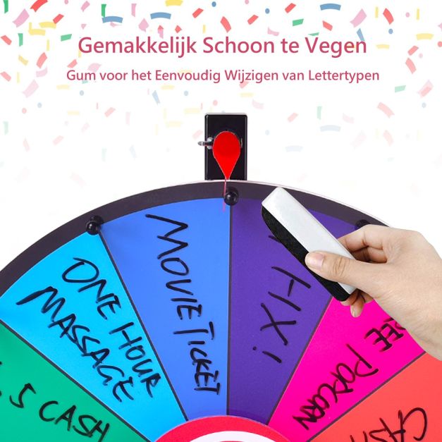 Coast Rad van Fortuin Multicolor – Herbruikbaar Prijzenrad met Marker en Wisser – Ø48 cm