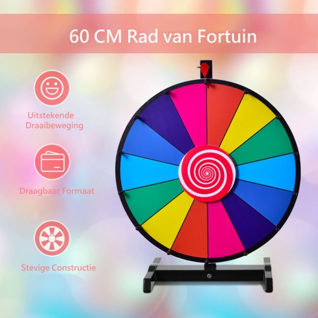 Coast Rad van Fortuin Multicolor – Herbruikbaar Prijzenrad met Marker en Wisser – Ø48 cm