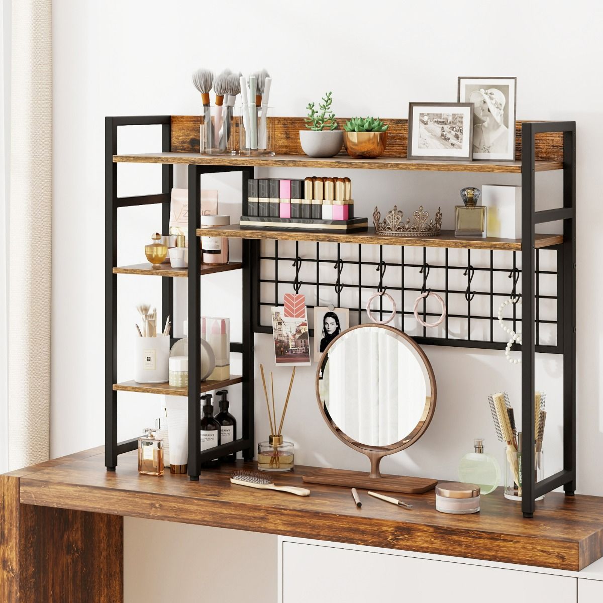 Coast Bureau-Organizer Koffie – 94 x 25 x 74 cm – 4 Lagen met Roosterpaneel en 6 Haken