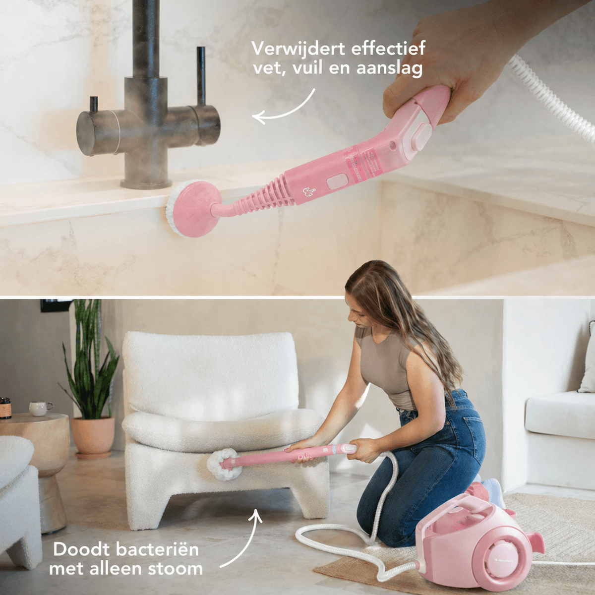 TS2 Stoomreiniger Roze Limited Edition – 1800W Steam Cleaner met 26 Accessoires – 40 x 30,5 x 29 cm