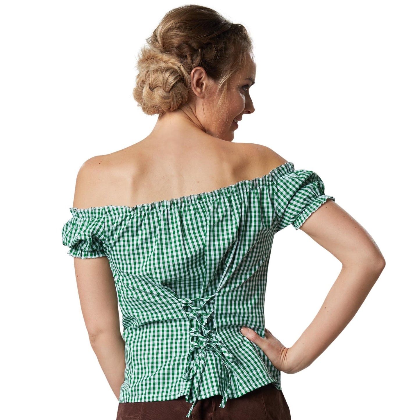 Tectake Folk Kostuumblouse Ina – XL – groen/wit – dames