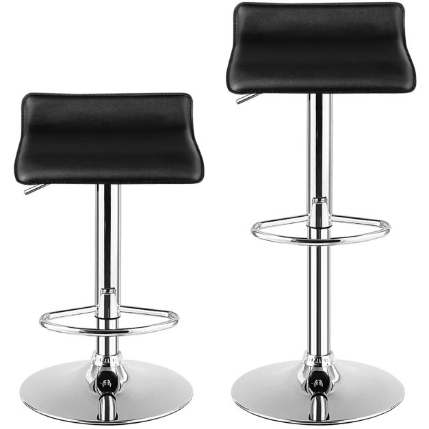 Coast Zwarte Draaibare Barkrukken 38,5 x 39 x (66-86) cm – Set van 2 – PU Leer, Verstelbaar en 360° Roteerbaar