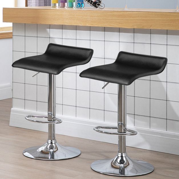 Coast Zwarte Draaibare Barkrukken 38,5 x 39 x (66-86) cm – Set van 2 – PU Leer, Verstelbaar en 360° Roteerbaar