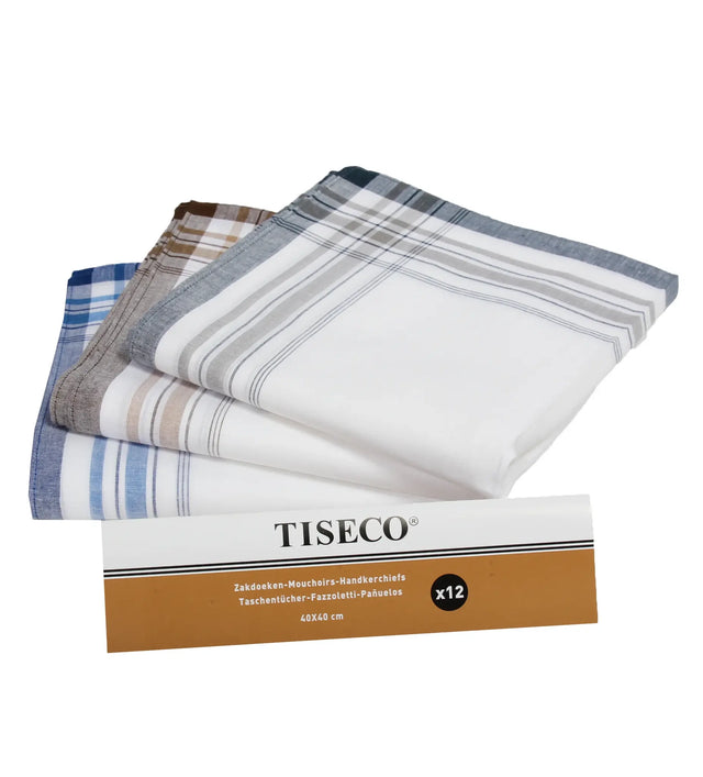 Tiseco 12 stuks heren zakdoeken - White Summer - 40 x 40 cm