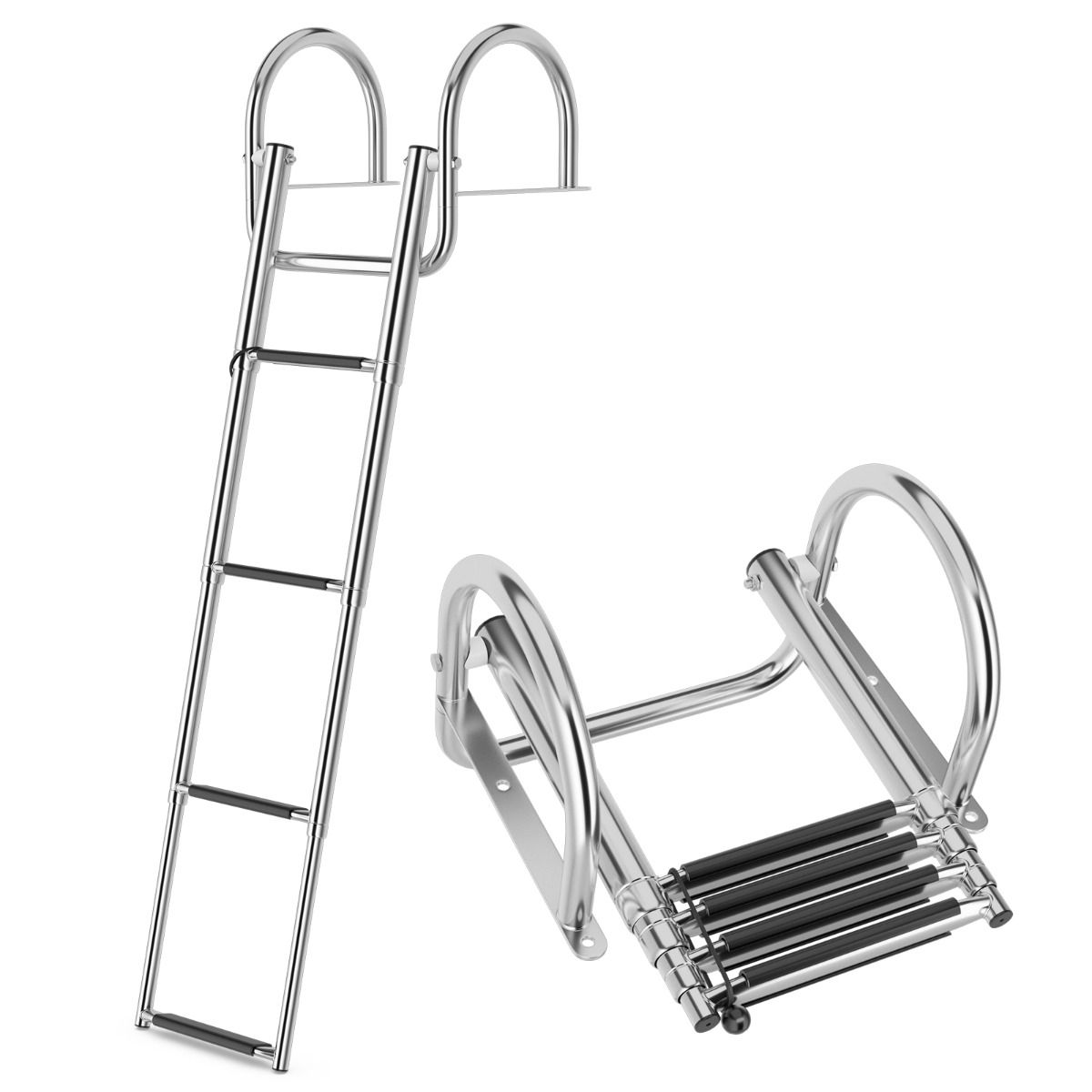 Coast Bootladder - Zwembadladder - 4 Tredes - Inklapbaar - Antislip - 120 cm - RVS