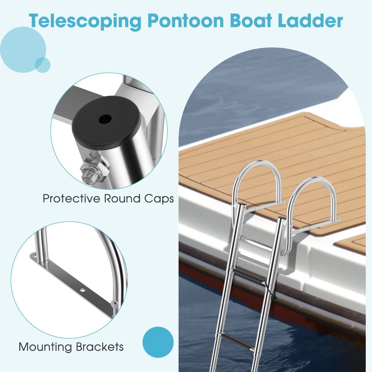 Coast Bootladder - Zwembadladder - 4 Tredes - Inklapbaar - Antislip - 120 cm - RVS