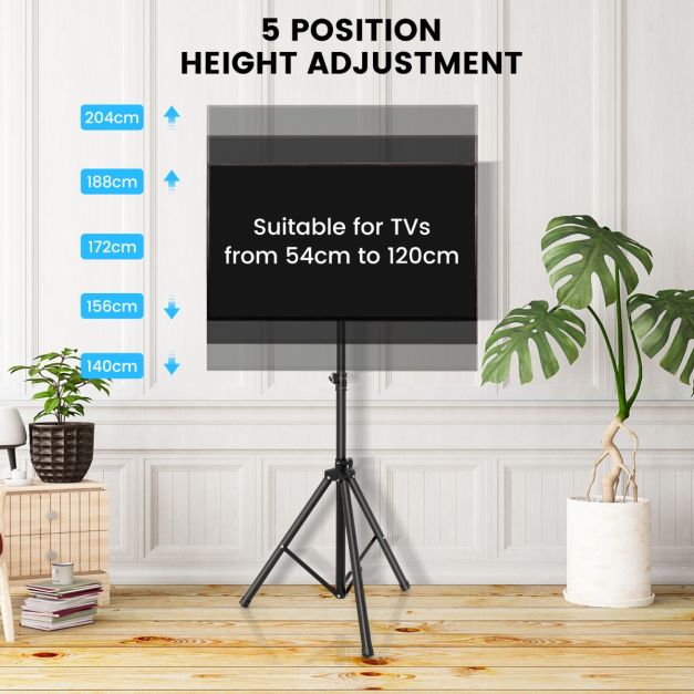 Coast TV-Standaard in Hoogte Verstelbaar TV-Vloerstandaard voor 21-47 Inch Plasma/Lcd/Led-tv & Plat tot 35 kg Draagbaar 450 x 100 mm Zwart