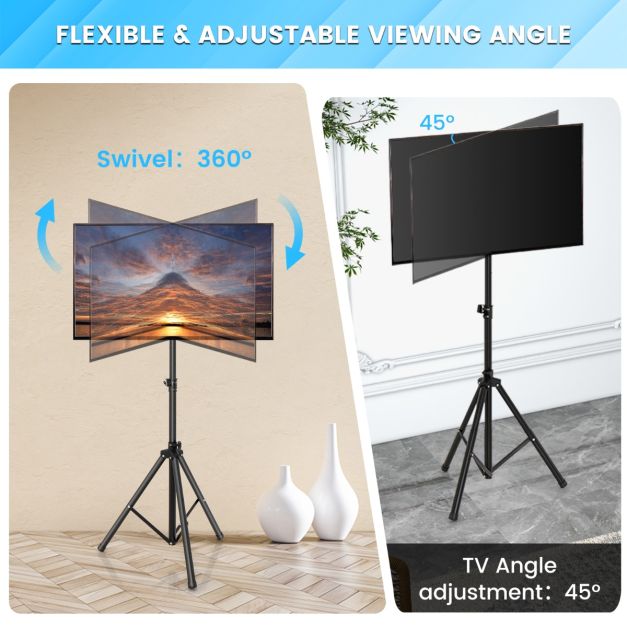 Coast TV-Standaard in Hoogte Verstelbaar TV-Vloerstandaard voor 21-47 Inch Plasma/Lcd/Led-tv & Plat tot 35 kg Draagbaar 450 x 100 mm Zwart