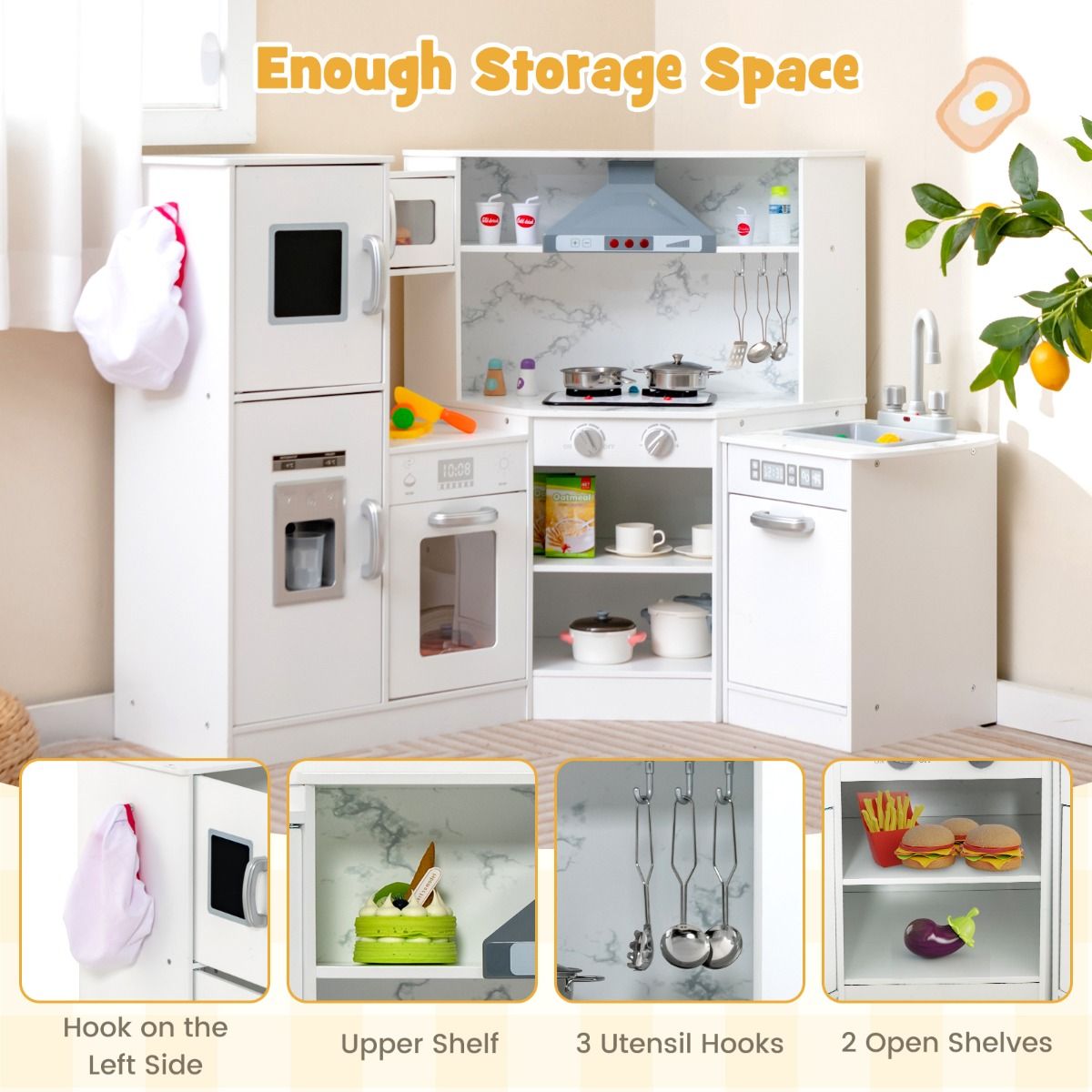 Coast Kinderkeuken - Met Licht & Geluid - Incl. Accessoires - Hout - Wit