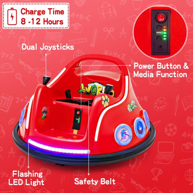 Coast Bumperauto - 360 Graden Draaibaar - 12V - Incl. Muziek & Licht - 73x73x43cm - Rood