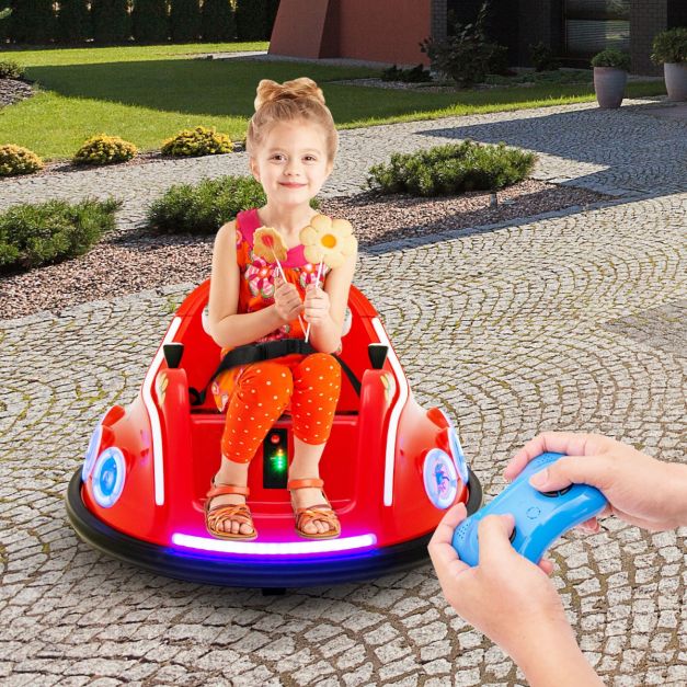 Coast Bumperauto - 360 Graden Draaibaar - 12V - Incl. Muziek & Licht - 73x73x43cm - Rood